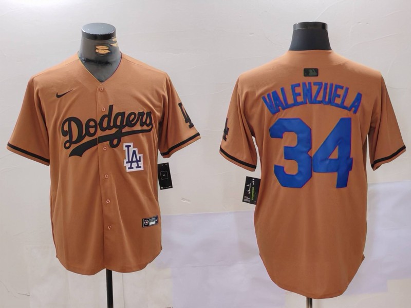 Men Los Angeles Dodgers #34 Valenzuela army green joint name 2024 Nike MLB Jersey style 6->los angeles dodgers->MLB Jersey